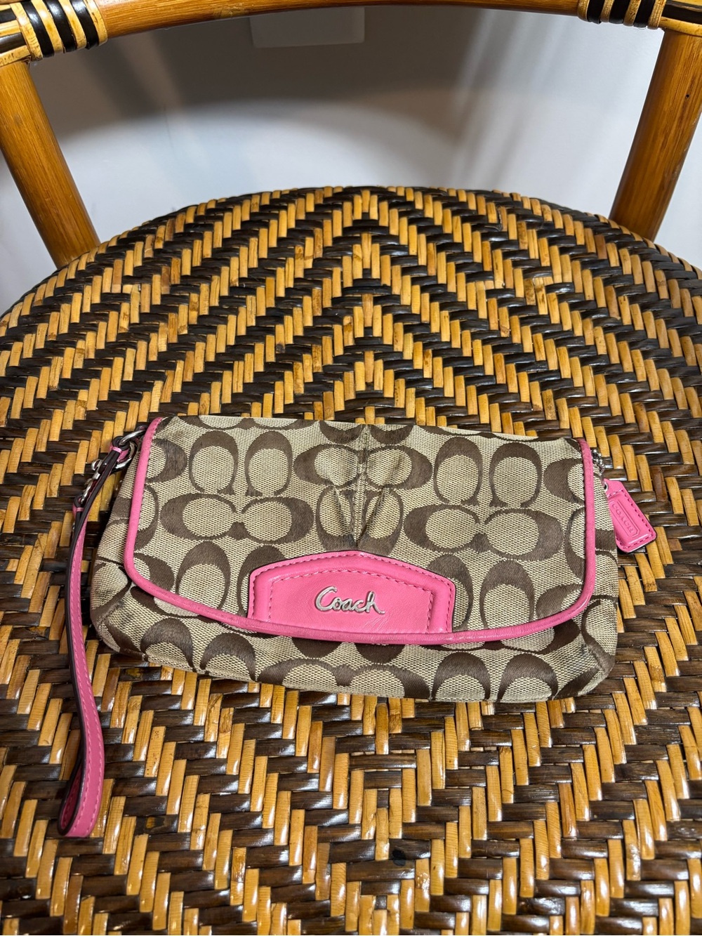 Vintage Coach Signature Jacquard Wristlet Clutch Bag